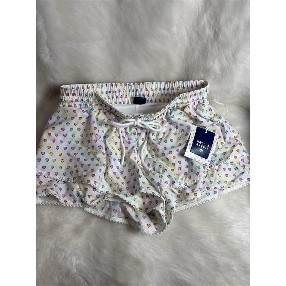Roller Rabbit x Target White Disco Hearts XS Women's Drawstring Lined Shorts NEW